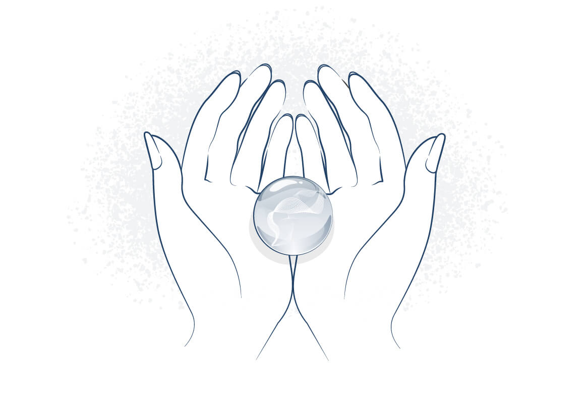 遺骨ガラスを両手で持つイラスト